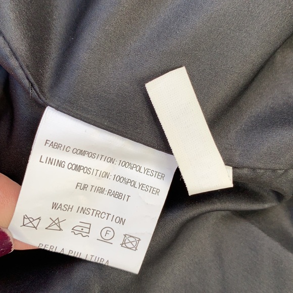 Dana Stein Puffer Vest size Medium Rabbit Fur trim with Hood - Picture 7 of 7